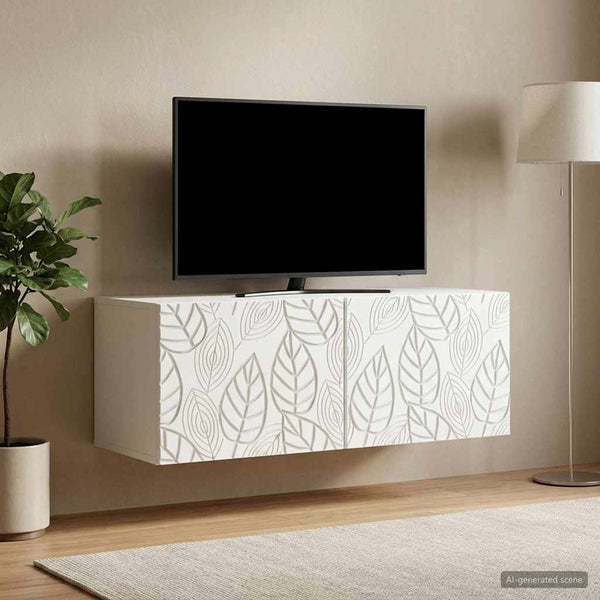 Seinälle asennettava TV-kaappi 98 x 31 cm valkoinen