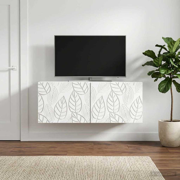 Seinälle asennettava TV-kaappi 98 x 31 cm valkoinen