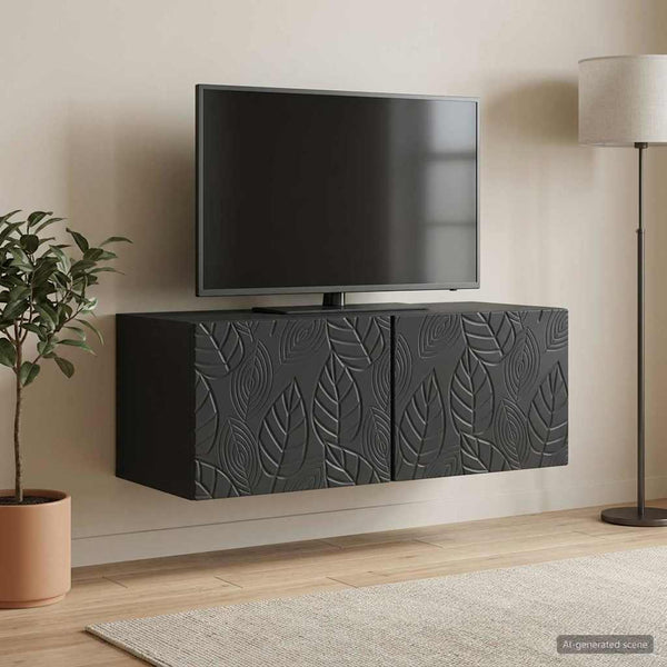 Seinälle asennettava TV-kaappi 98 x 31 cm Musta Tekninen puu