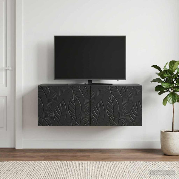 Seinälle asennettava TV-kaappi 98 x 31 cm Musta Tekninen puu