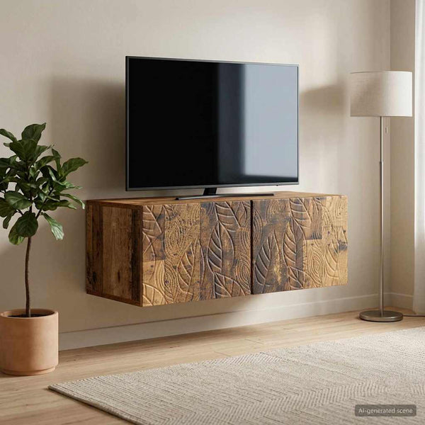 Seinälle asennettava TV-kaappi 98 x 31 cm Vanha puu