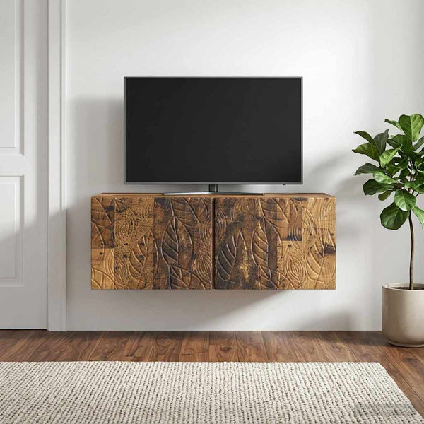Seinälle asennettava TV-kaappi 98 x 31 cm Vanha puu