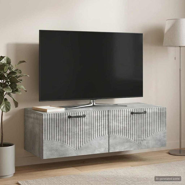 Seinälle asennettava TV-kaappi Betoninharmaa 98 x 41 x 30 cm