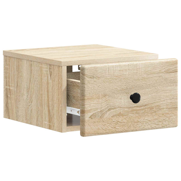 Seinälle Kiinnitettävä Yöpöytä 2 kpl Sonoma-tammi