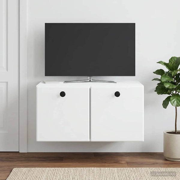 Seinälle asennettava TV-kaappi 59,5 x 41 x 30 cm valkoinen