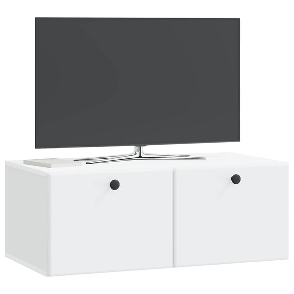 Seinälle asennettava TV-kaappi 78,5 x 41 x 30 cm valkoinen