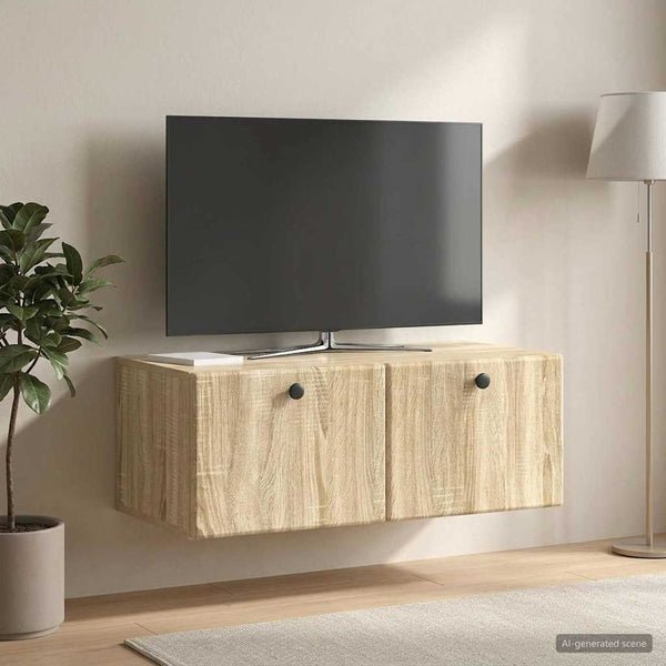 Seinälle asennettava TV-kaappi 78,5 x 41 x 30 cm Sonoma-tammi