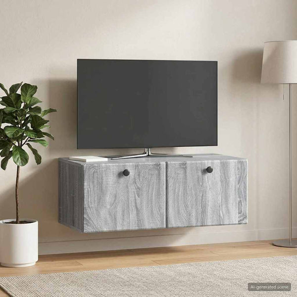 Seinälle asennettava TV-kaappi 78,5 x 41 x 30 cm Harmaa Sonoma