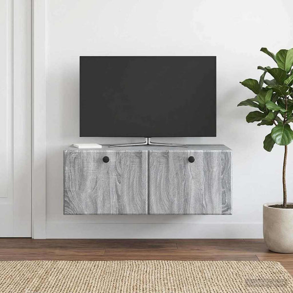 Seinälle asennettava TV-kaappi 78,5 x 41 x 30 cm Harmaa Sonoma