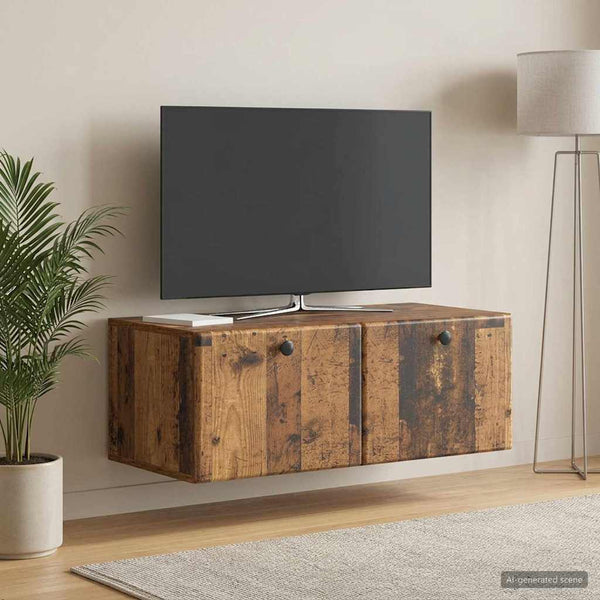 Seinälle asennettava TV-kaappi 78,5 x 41 x 30 cm Vanha puu