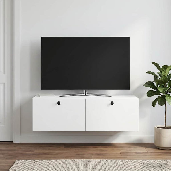 Seinälle asennettava TV-kaappi 98 x 41 x 30 cm valkoinen