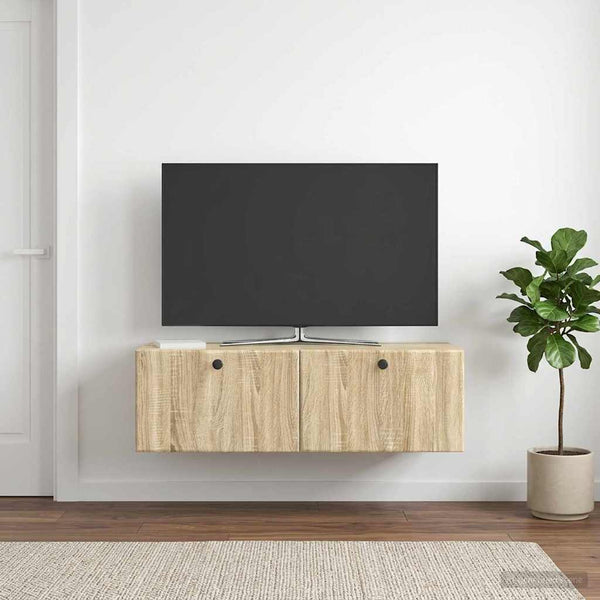 Seinälle asennettava TV-kaappi 98 x 41 x 30 cm Sonoma-tammi