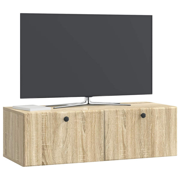 Seinälle asennettava TV-kaappi 98 x 41 x 30 cm Sonoma-tammi