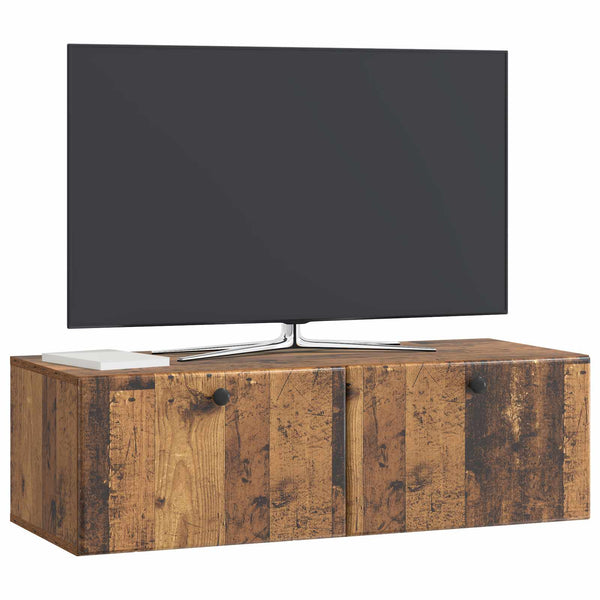 Seinälle asennettava TV-kaappi 98 x 41 x 30 cm Vanha puu