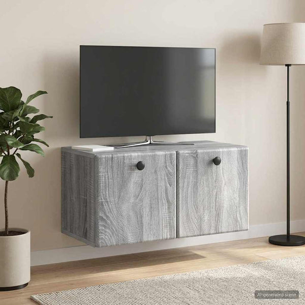 Seinälle asennettava TV-kaappi 59,5 x 31 x 30 cm Harmaa Sonoma