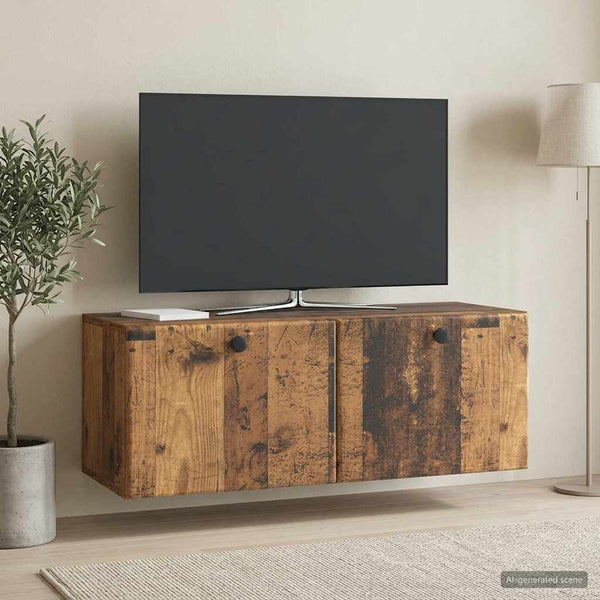 Seinälle asennettava TV-kaappi 78,5 x 31 x 30 cm Vanha puu