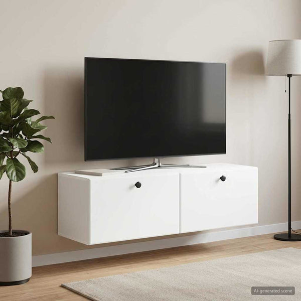 Seinälle asennettava TV-kaappi 98 x 31 x 30 cm valkoinen