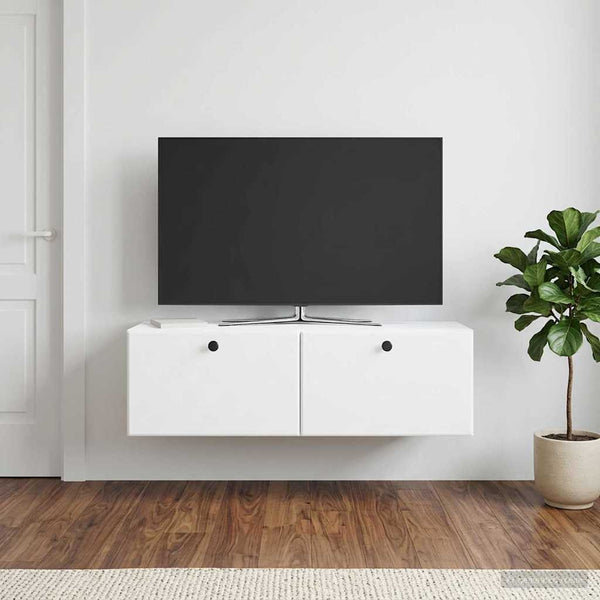 Seinälle asennettava TV-kaappi 98 x 31 x 30 cm valkoinen