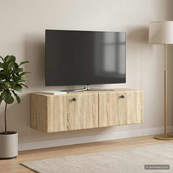 Seinälle asennettava TV-kaappi 98 x 31 x 30 cm Sonoma-tammi