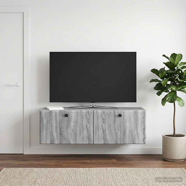 Seinälle asennettava TV-kaappi 98 x 31 x 30 cm Harmaa Sonoma
