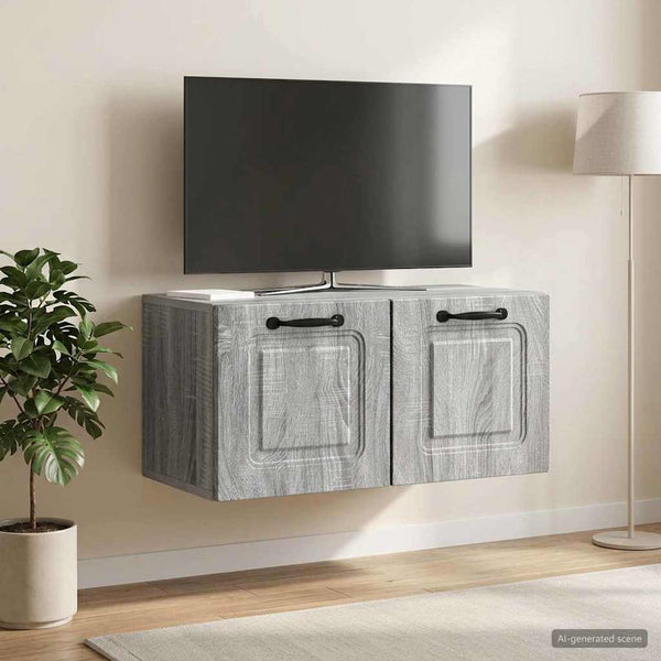 Seinälle asennettava TV-kaappi Harmaa sonoma 59,5 x 31 x 30 cm