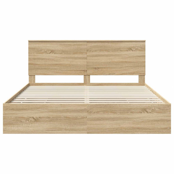 Sängyn runko päätyllä Sonoman tammi 200 x 200 cm Insinööripuuta