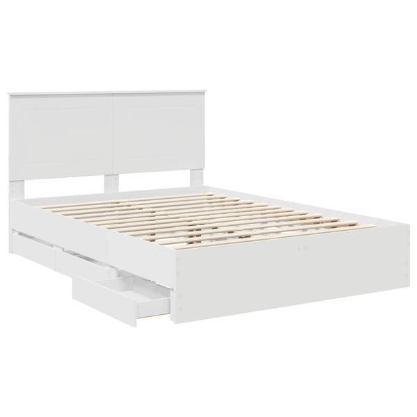 Sängyn runko päätyllä Valkoinen 5FT King Size Insinööripuuta