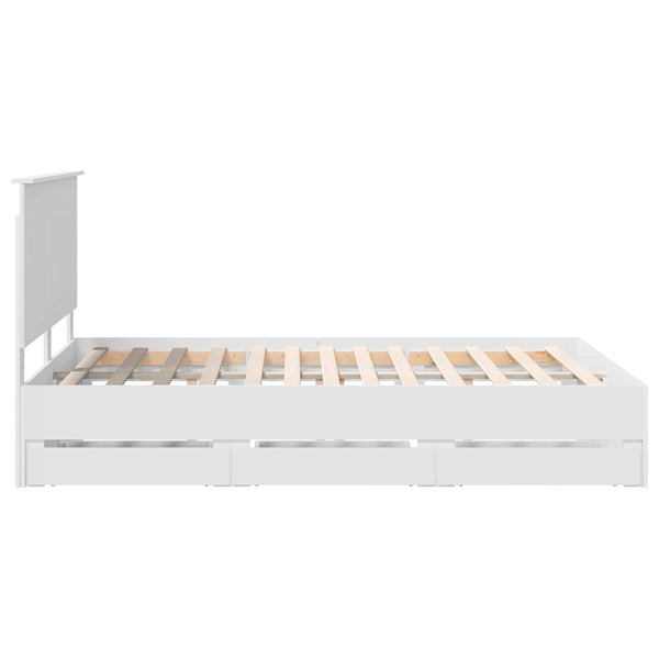 Sängyn runko päätyllä Valkoinen 5FT King Size Insinööripuuta