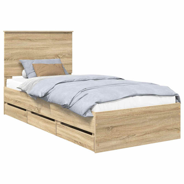Sängyn runko päätyllä Sonoman tammi 100 x 200 cm Insinööripuuta