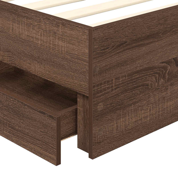Sängyn runko päätyllä Ruskea tammi 90 x 200 cm Insinööripuuta