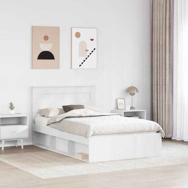 Sängyn runko päätyllä Valkoinen 120 x 200 cm Massiivinen mänty