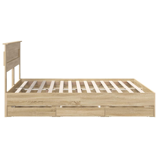 Sängyn runko päätyllä Sonoman tammi 200 x 200 cm Insinööripuuta