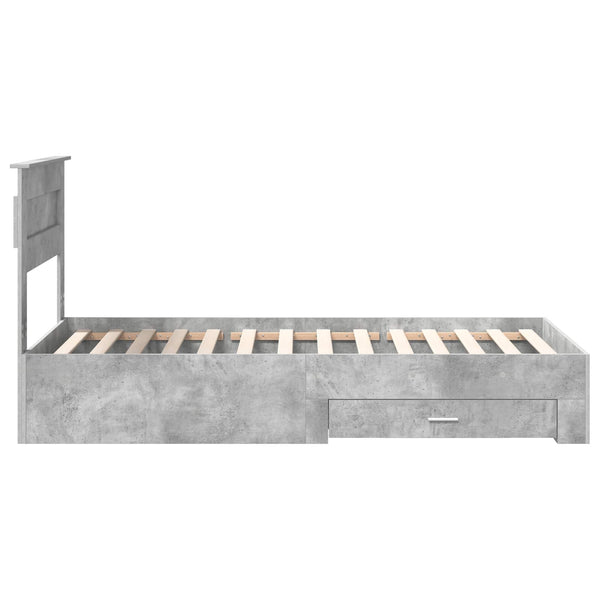 Sängyn runko päätyllä Betoni Harmaa 100 x 200 cm Tekninen puu