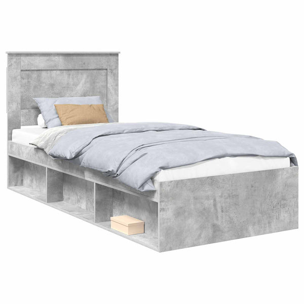 Sängyn runko Betonin harmaa 100 x 200 cm Massiivinen mänty