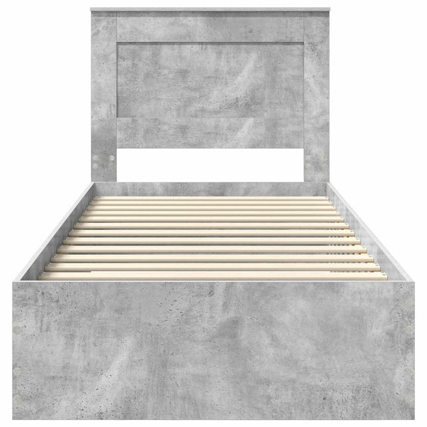 Sängyn runko päätyllä Betoni Harmaa 90 x 200 cm Tekninen puu