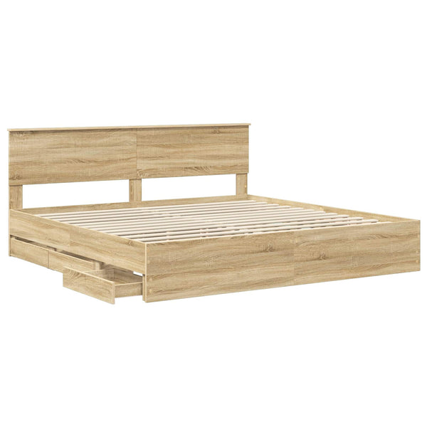 Sängyn runko päätyllä Sonoman tammi 200 x 200 cm Insinööripuuta
