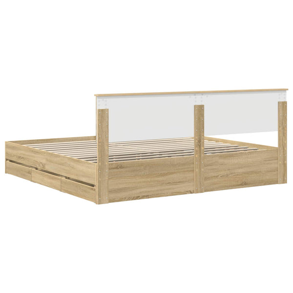 Sängyn runko päätyllä Sonoman tammi 200 x 200 cm Insinööripuuta