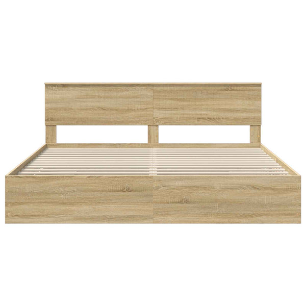 Sängyn runko päätyllä Sonoman tammi 200 x 200 cm Insinööripuuta