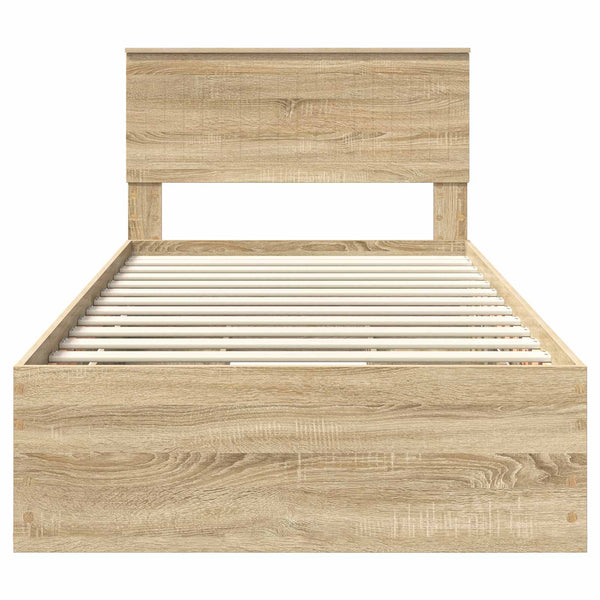 Sängyn runko päätyllä Sonoman tammi 100 x 200 cm Insinööripuuta