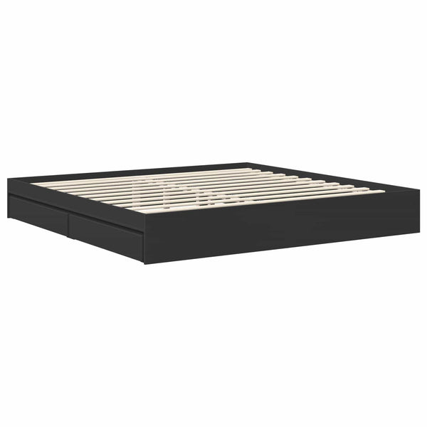 Säilytyssänky laatikon kanssa Musta 200 x 200 cm Tekninen puu