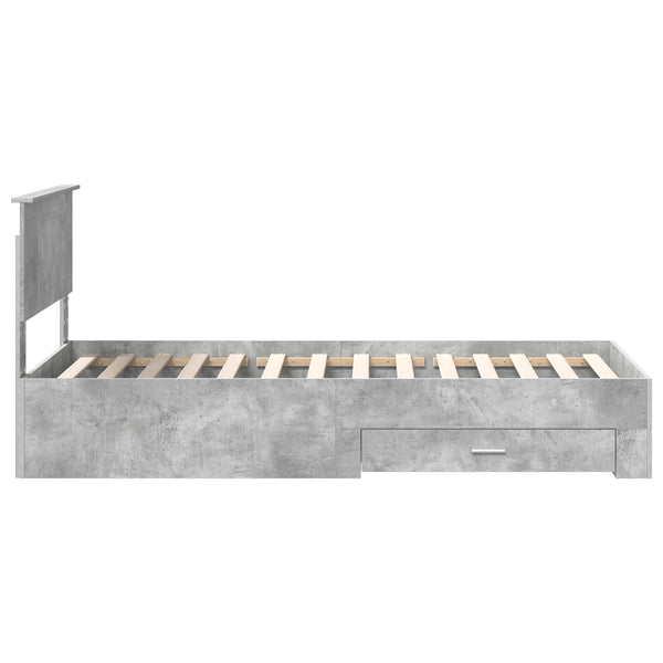 Sängyn runko päätyllä Betoninharmaa 90 x 200 cm Tekninen puu