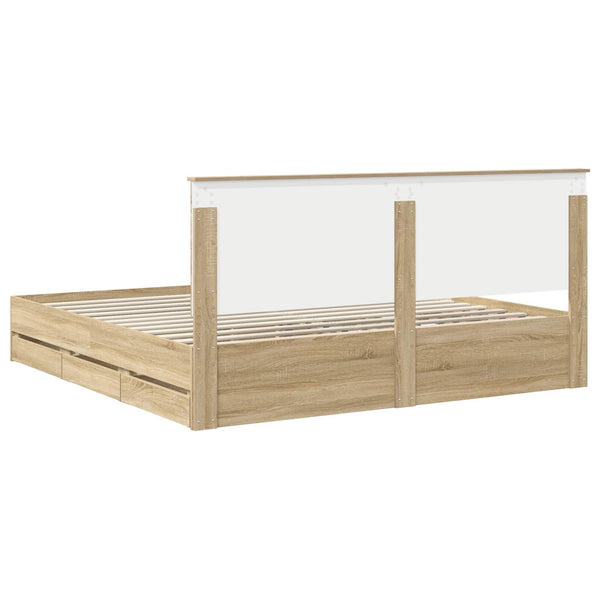 Sängyn runko päätyllä Sonoman tammi 200 x 200 cm Insinööripuuta