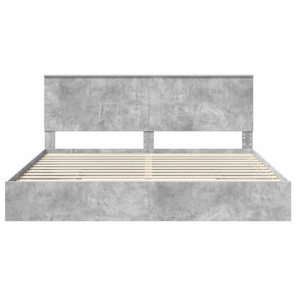 Säilytyssänky päätyllä Betoni Harmaa 200 x 200 cm Tekninen puu