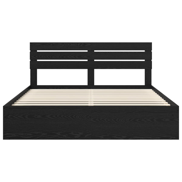 Sängyn runko päätyllä Musta 200 x 200 cm Massiivinen mänty