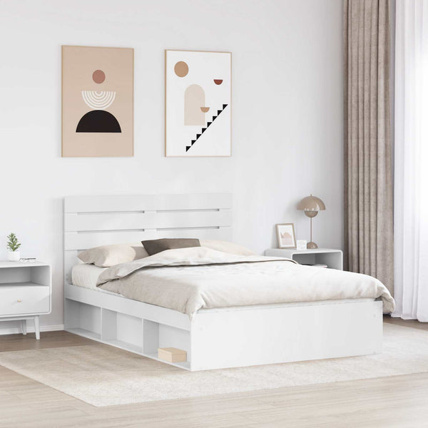 Sängyn runko päätyllä Valkoinen 5FT King Size Massiivinen mänty