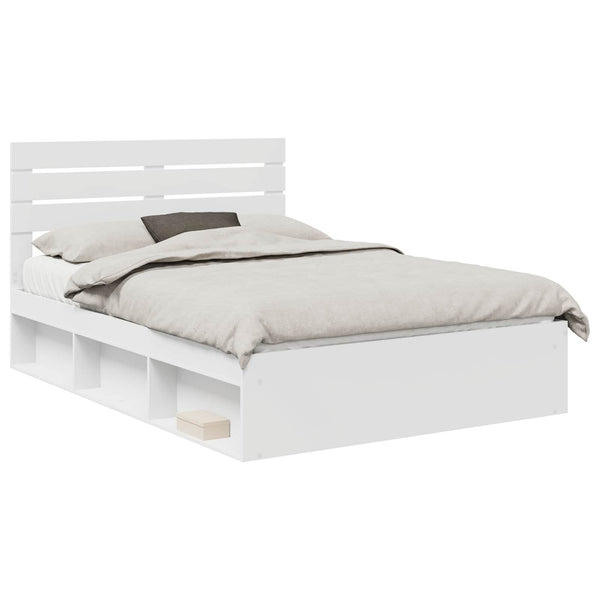 Sängyn runko päätyllä Valkoinen 5FT King Size Massiivinen mänty