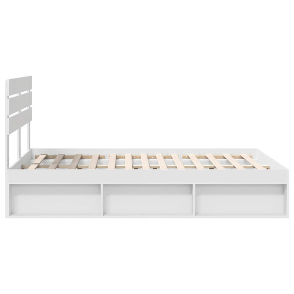 Sängyn runko päätyllä Valkoinen 5FT King Size Massiivinen mänty