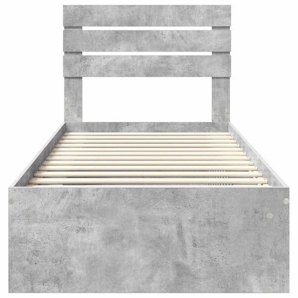 Sängyn runko Betonin harmaa 2FT6 Small Single Massiivinen mänty
