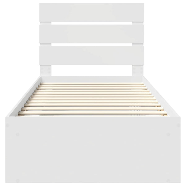 Sängyn runko päätyllä Valkoinen 100 x 200 cm Massiivinen mänty