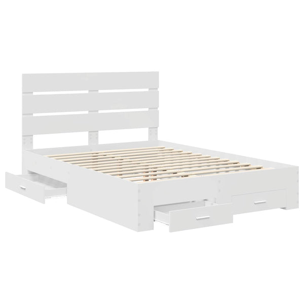 Sängyn runko päätyllä Valkoinen 5FT King Size Tekninen puu